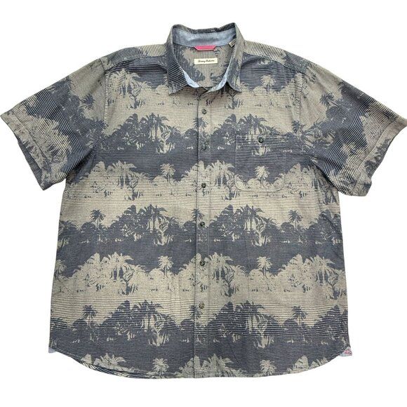 Tommy Bahama Other - Tommy Bahama Mens XXL Pixel Palms Camp Shirt Blue Hawaiian Button-Up 100% Cotton